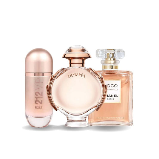 Zestaw 3 perfum | Carolina Herrera 212 VIP ROSÉ, Paco Rabanne OLYMPÉA a Chanel COCO MADEMOISELLE 100 ml